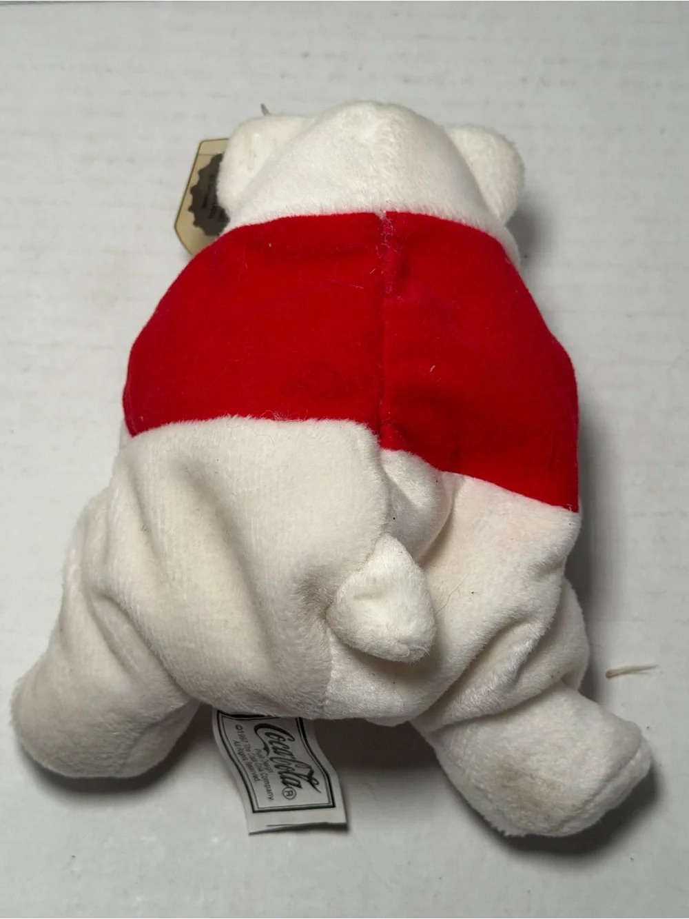 Coke Coca Cola 1997 Bean Bag Plush Polar Bear with Bottle and Red Shirt 6